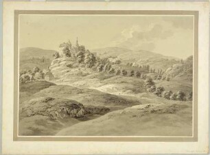 Schwarzenberg im Erzgebirge mit dem Schloss, dem Turm der St.-Georgen-Kirche und die umliegende Landschaft, Blick aus nordöstlicher Richtung