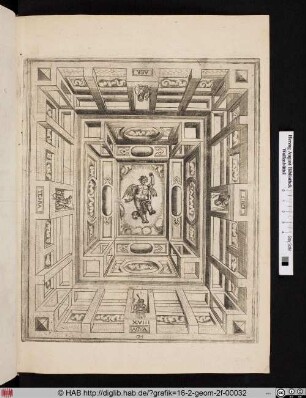 Perspektivische Deckendekoration mit Allegorien der vier Elemente.