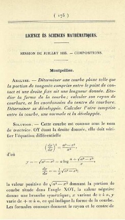 Licence ès sciences mathématiques.
