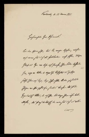 Brief von Emil Dorner an Otto von Gierke, Karlsruhe, 10.1.1911