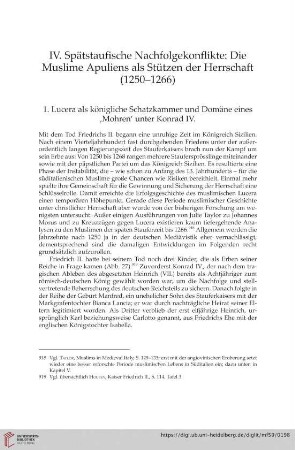 IV. Spätstaufische Nachfolgekonflikte: Die Muslime Apuliens als Stützen der Herrschaft(1250–1266)