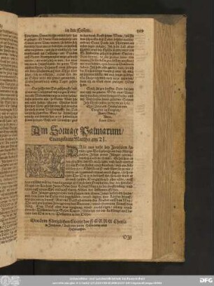 Am Sontag Palmarum/ Evangelium Matthei am 21.