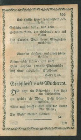 Grabschrift eines Wucherers.