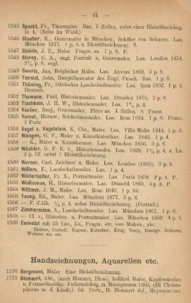 Handzeichnungen, Aquarellen etc.