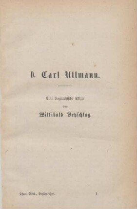 2-110 D. Carl Ullmann : eine biographische Skizze