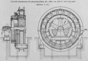 735 Kilowatt-Gleichstrom-Wendepolmaschine der AEG : Technikgeschichte | Industrie und Technik | Elektrische Krafterzeugung und Verteilung