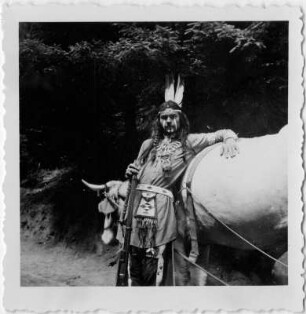 Felsenbühne Rathen. "Der Schatz im Silbersee" von Karl May. Aufführung 1941 oder 1942 (1940: Wild-West-Spiele nach Karl May mit "Schatz im Silbersee" und "Ölprinz" mit dem Zirkus Sarrasani)