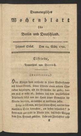 Zehntes Stück. Den 24. März 1792