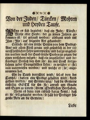 Von der Juden/ Türcken/ Mohren und Heyden Taufe.