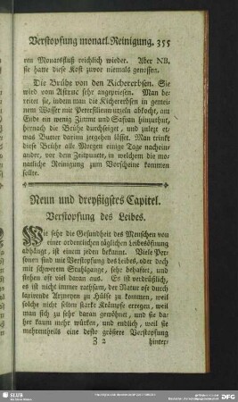 Neun und dreyßigstes Capitel. Verstopfung des Leibes