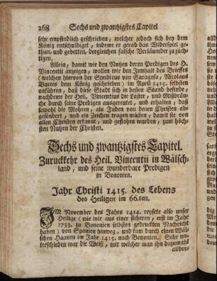 Sechs und zwantzigstes Capitel. Zuruckkehr des Heil. Vincentii in Wälschland, und seine wunderbare Predigen in Bononien.
