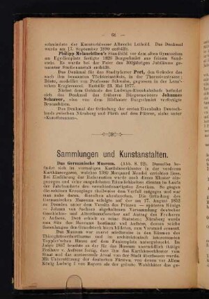 Sammlungen und Kunstanstalten.