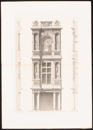 Chateau d´Anet: Ansicht vom Ehrenhof, Fassadenschnitte vertikal (aus: Motifs historiques d´architecture et de sculpture d´ornement, hrsg.v. César Daly, Bd.1, 1870)