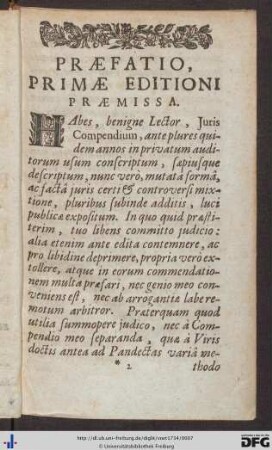 Praefatio Primae Editioni Praemissa.