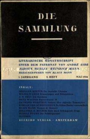 Die Sammlung. Literarische Exilzeitschrift, Jg. 1934