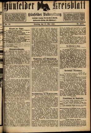 Ausgabe vom Dienstag, den 17. Mai 1927.