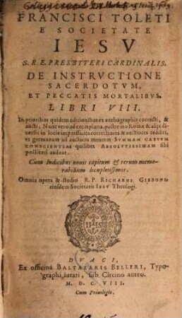 De Instructione Sacerdotum et peccatis mortalibus