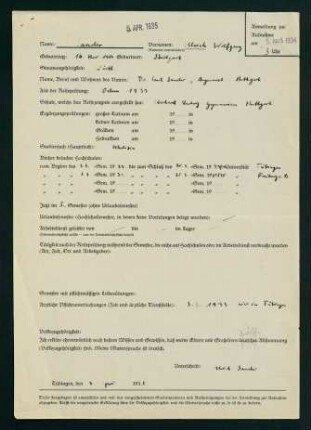 Fragebogen (05.04.1934)