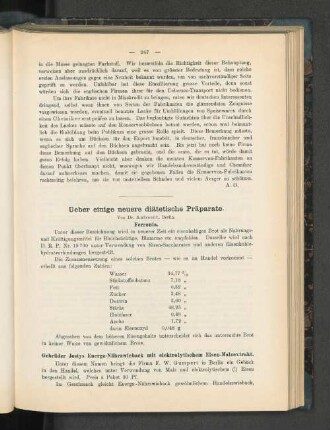 Ueber einige neuere diätetische Präparate.