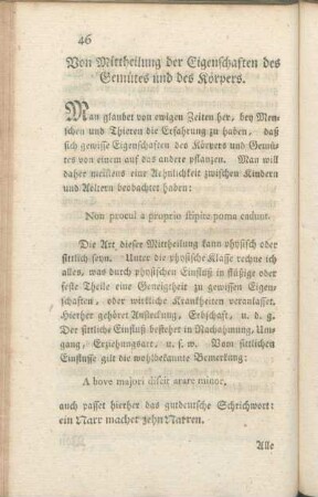 Von Mittheilung der Eigenschaften des Gemütes und des Körpers.