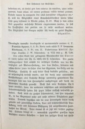 157-158 [Rezension] Bierbaum, Iren, Theologia Moralis Decalogalis et sacramentalis