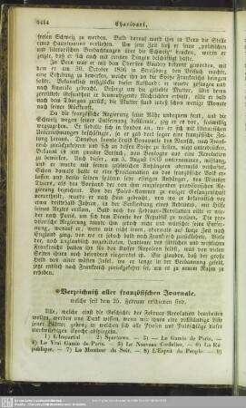 Verzeichniß aller französischen Journale