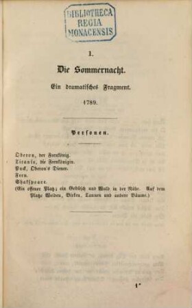 Ludwig Tieck's nachgelassene Schriften : Auswahl und Nachlese. 1