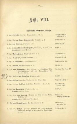Liste VIII. Wirkliche geheime Räthe