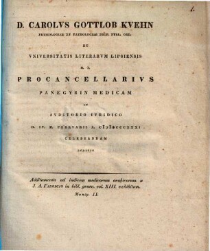 Additamenta ad indicem medicorum arabicorum, a J. A. Fabricio in Bibl. graec. vol. XIII. exhibitum. Manip. II