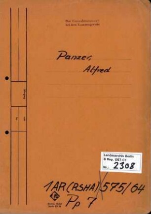 Personenheft Alfred Panzer (*28.08.1910), SS-Untersturmführer