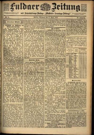 Zweite Ausgabe vom Mittwoch, den 11. April 1900.
