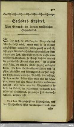 Sechstes Kapitel. Vom Gebrauche der übrigen gewöhnlichen Viszeralmittel