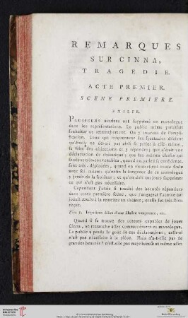 Remarques sur Cinna, Tragédie