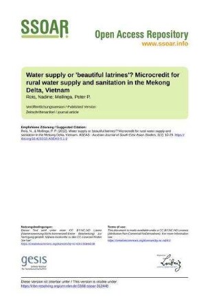 Water supply or 'beautiful latrines'? Microcredit for rural water supply and sanitation in the Mekong Delta, Vietnam