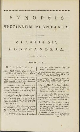 Classis XII. Dodecandria.