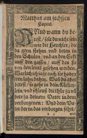 Matthaei am sechsten Capitel.