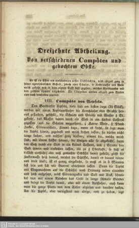 Dreizehnte Abtheilung : Von verschiedenen Compotes und gekochtem Obste