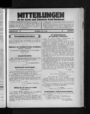 Jahrgang 1933, Hamburg, den 9. Juli, Nummer 28