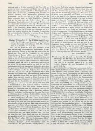 291-292 [Rezension] Schubart, Wilhelm, Das Weltbild Jesu