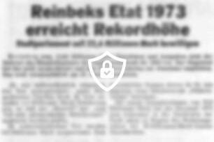 Reinbeks Etat 1973 erreicht Rekordhöhe