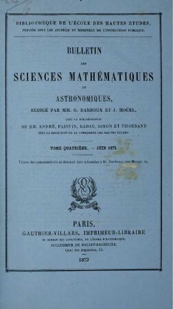 Tome Quartiéme. - Juin1873.