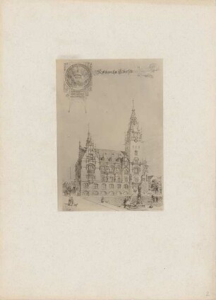 Rathaus, Elberfeld: Perspektivische Ansicht vom Markt