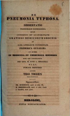 De pneumonia typhosa