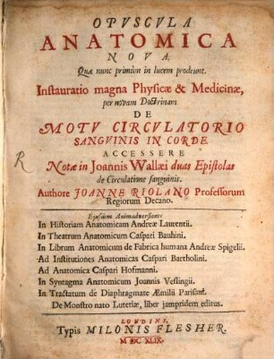 Opuscula anatomica nova