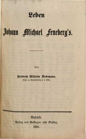 Leben Johann Michael Feneberg's