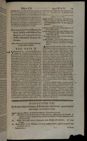 Disputatio XXI. De Pontificalibus Abbatum, & Prælatorum inferiorum, quoad eorum exercitium, & actualem usum.