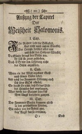 Außzug der Capitel Der Weißheit Salomonis