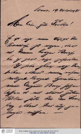 Brief vom 19.10.1885