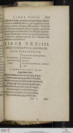 Liber XXXIIII De Zoographia Animantium Terrestrium