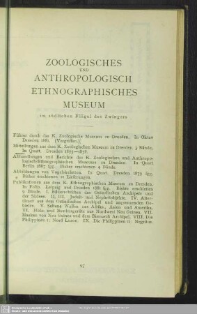 Zoologisches und Anthropologisch-Ethnographisches Museum im südlichen Flügel des Zwingers